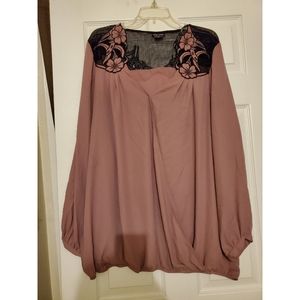 CityChic Dusty Rose/Mauve mesh detail top